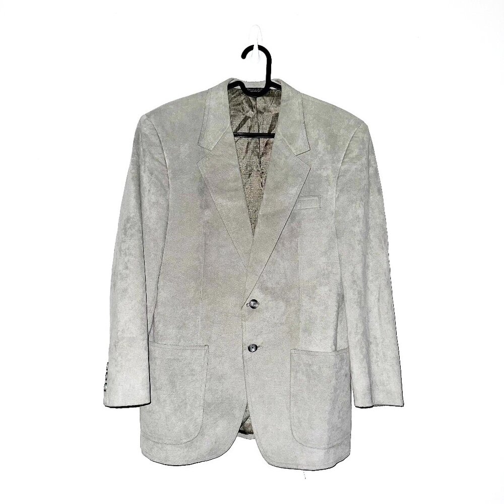 Vintage Halston Gray Suede Leather Blazer